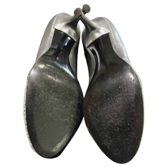 Stuart Weitzman Vintage Silver Chantilly Lace Gem Formal Peep Toe Heels Size 9.5 - Picture 6 of 12